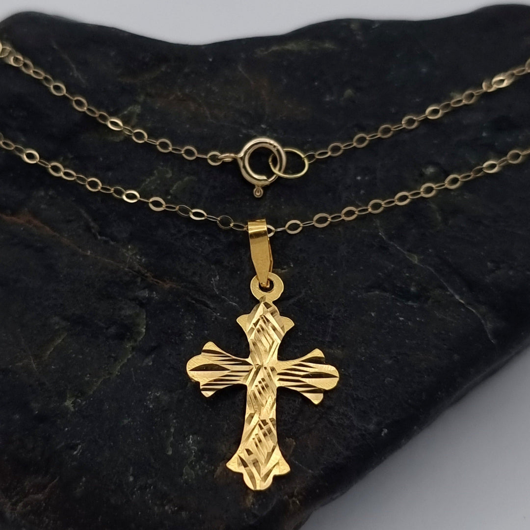 18K Real Gold Cross Necklace