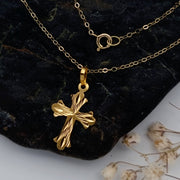 18K Real Gold Cross Necklace