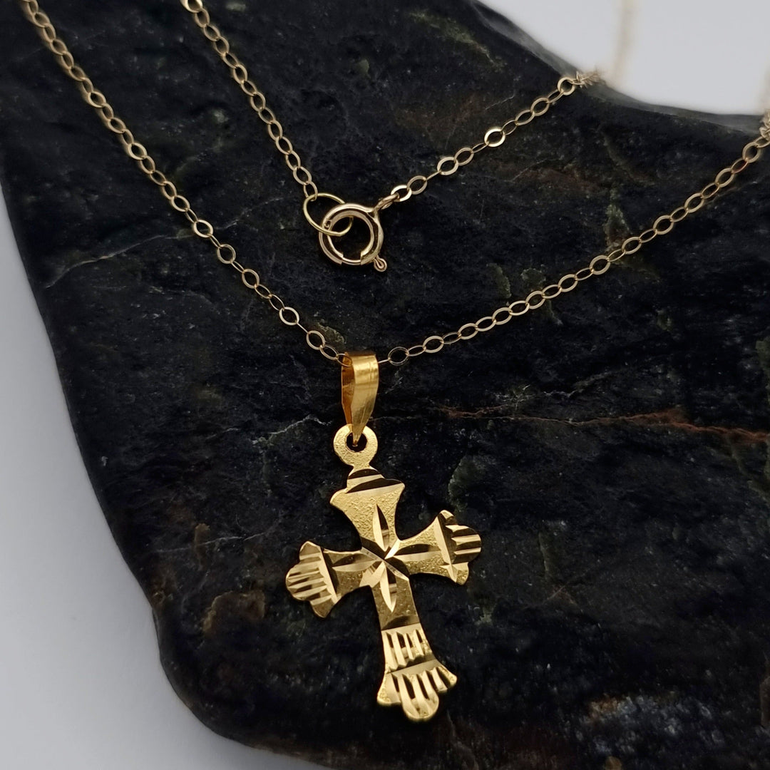 18K Real Gold Cross Necklace