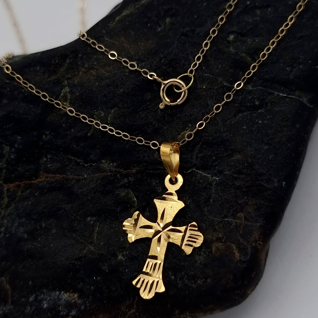 18K Real Gold Cross Necklace