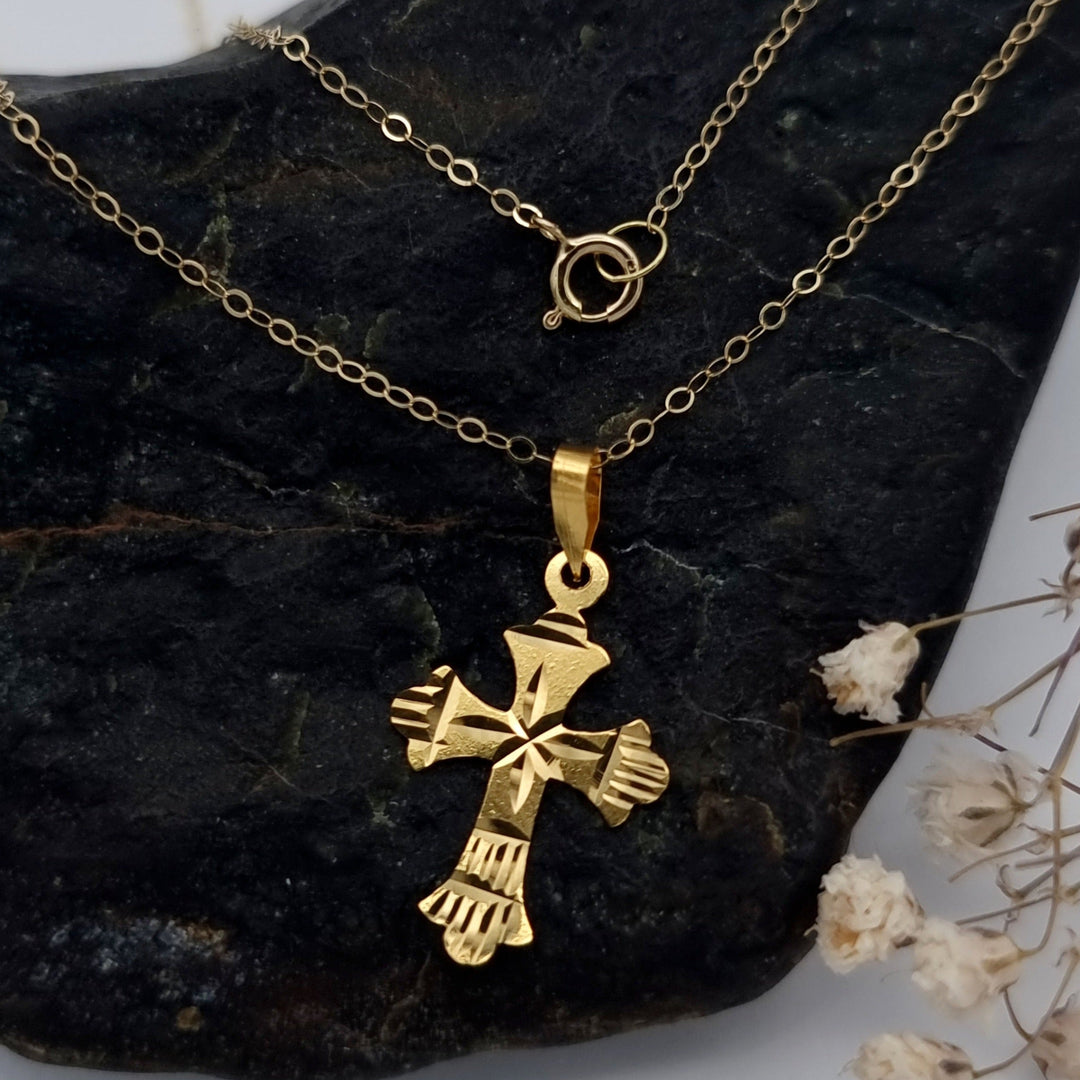 18K Real Gold Cross Necklace