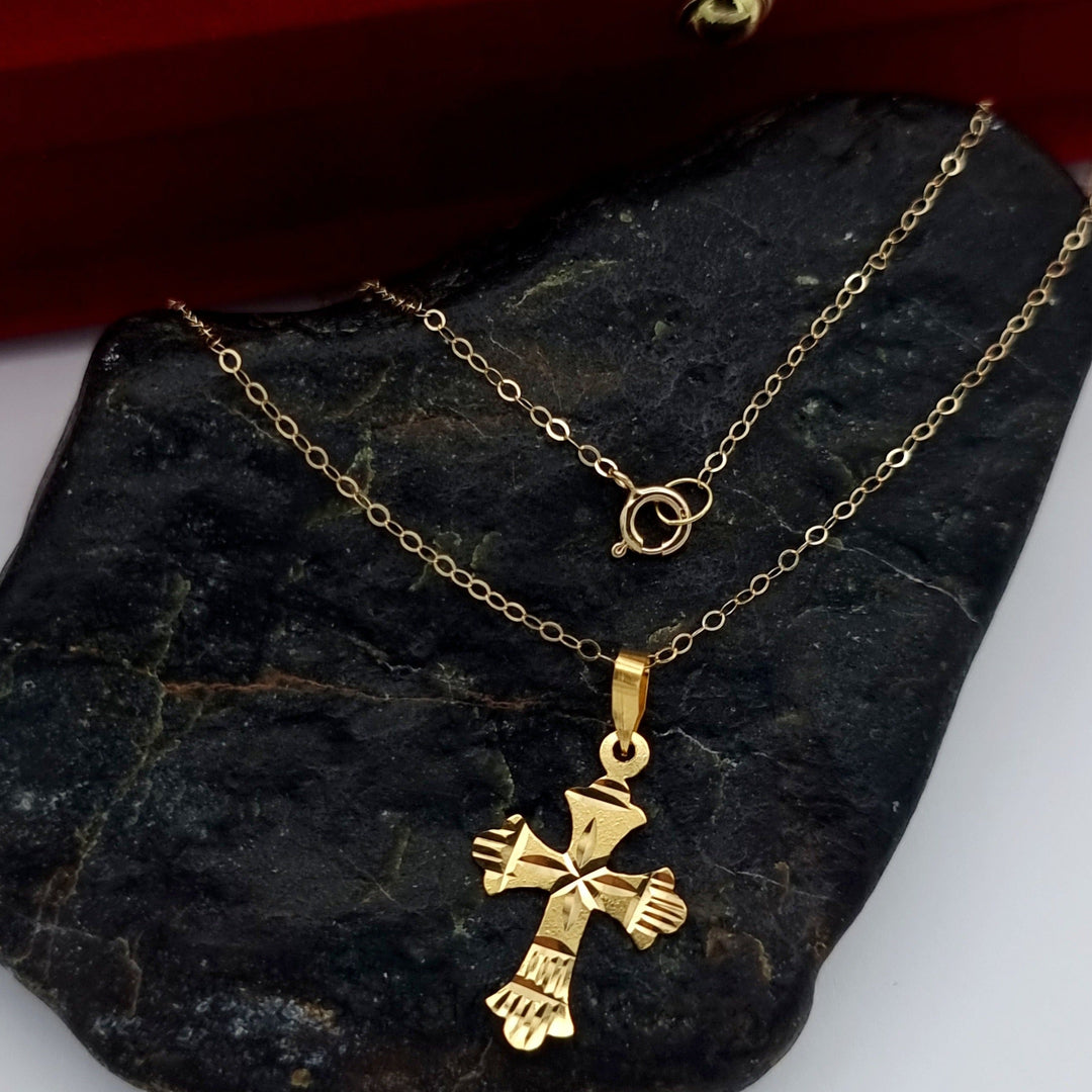 18K Real Gold Cross Necklace