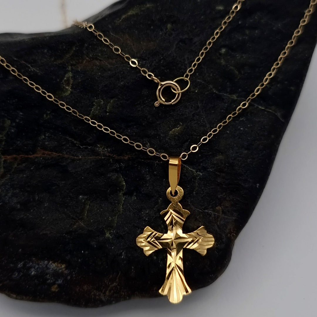 18K Real Gold Cross Necklace