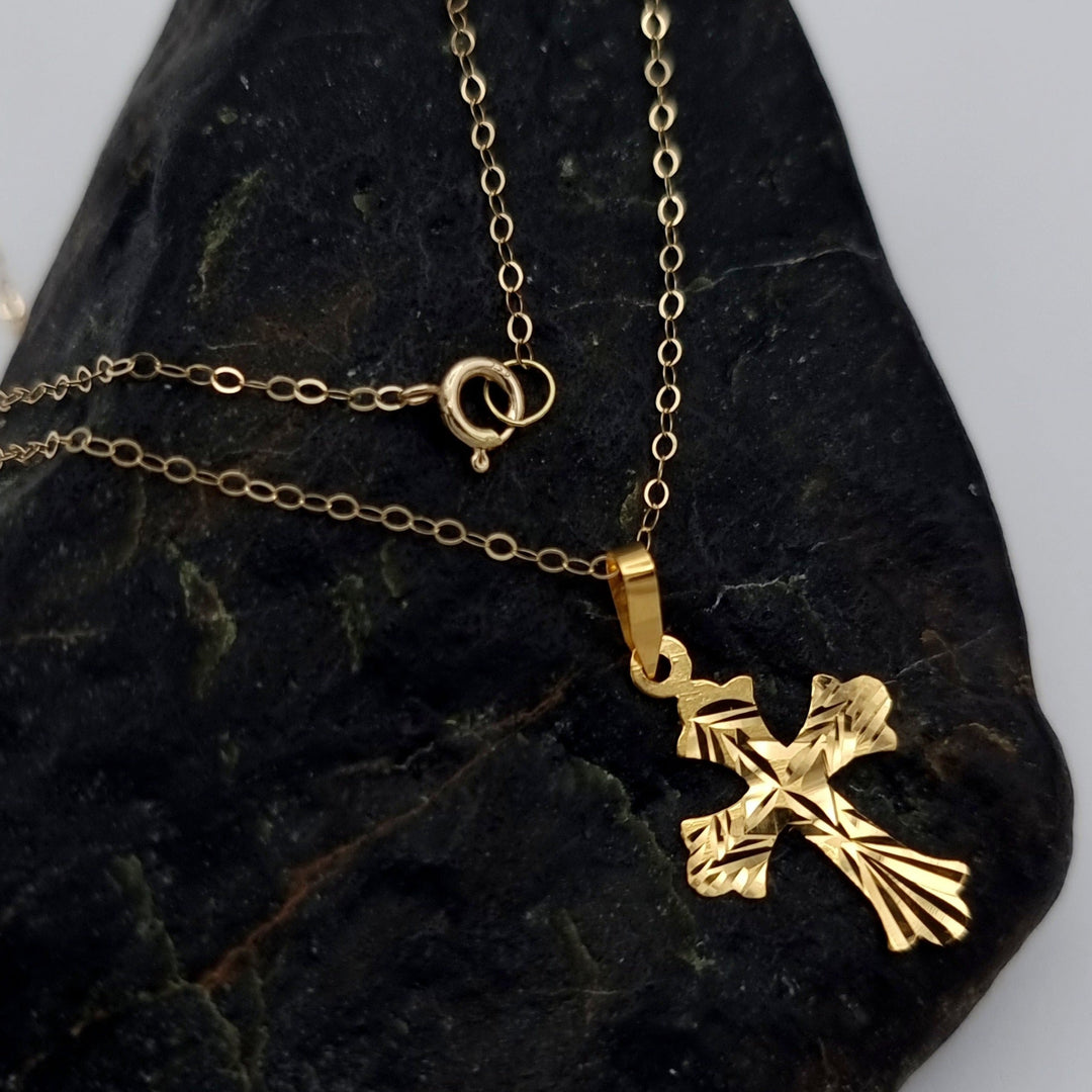 18K Real Gold Cross Necklace