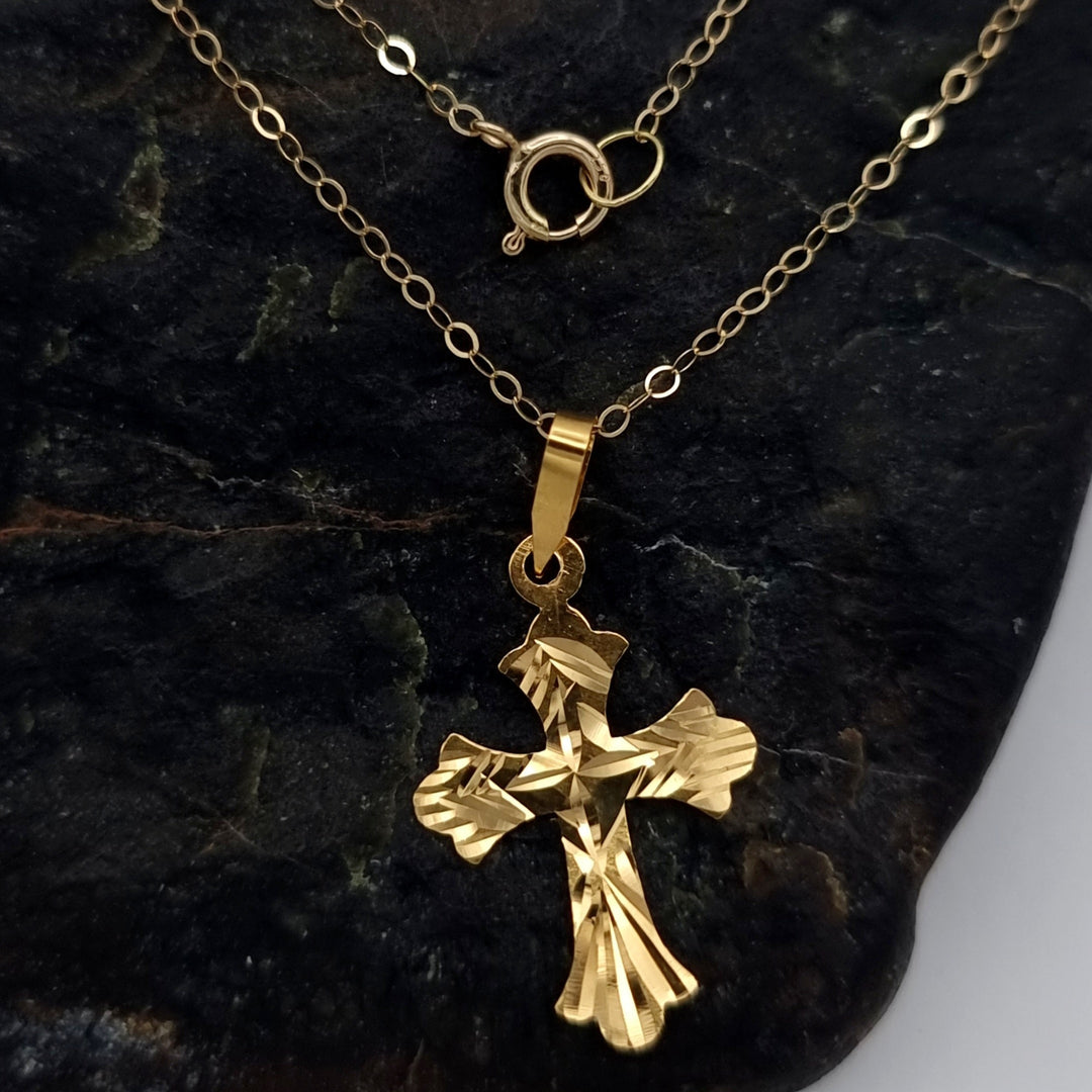 18K Real Gold Cross Necklace