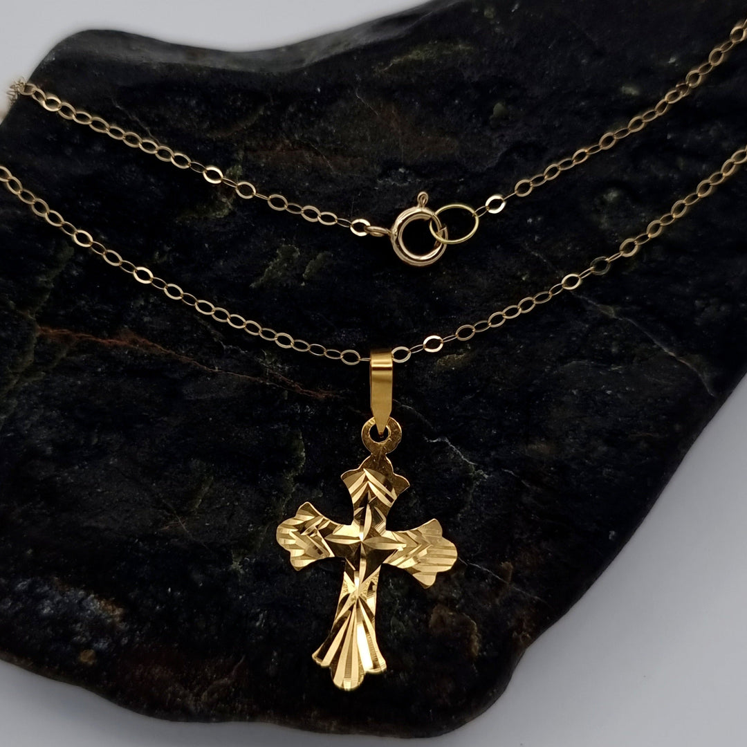 18K Real Gold Cross Necklace