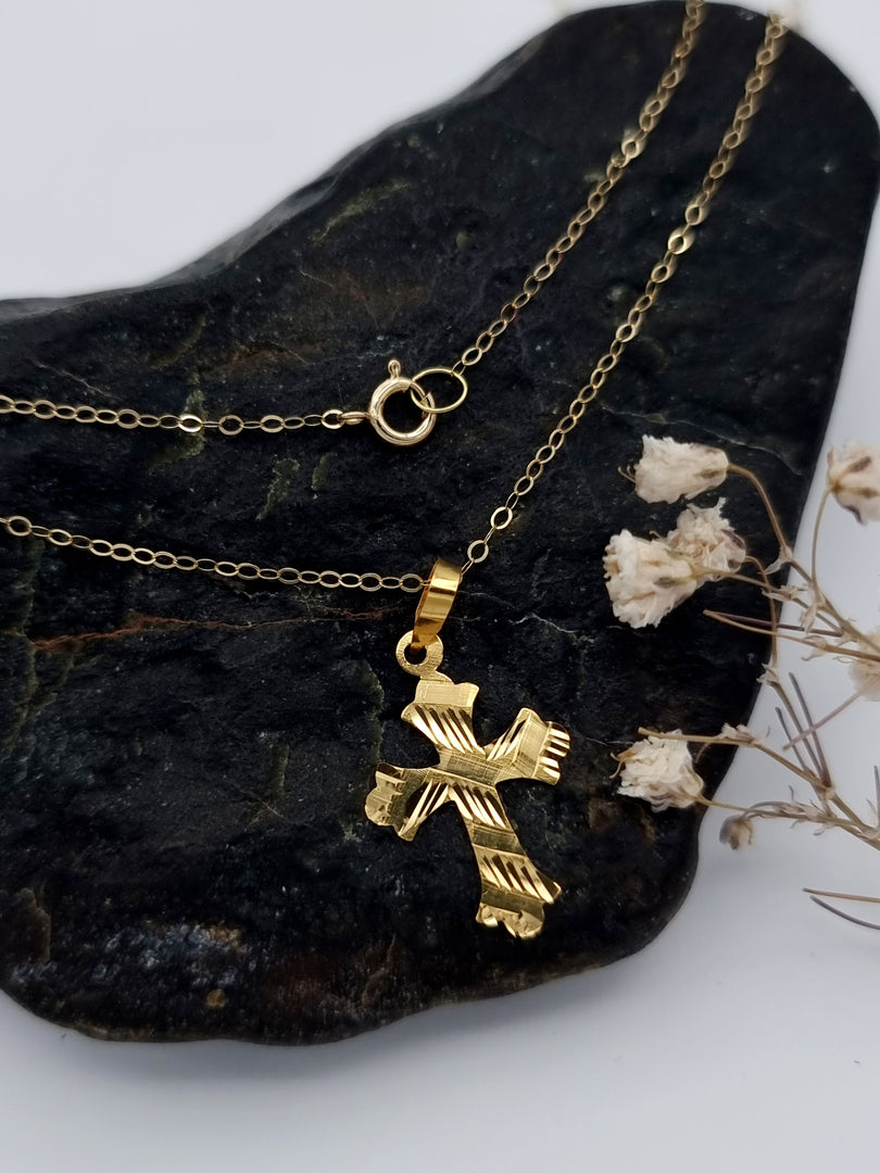 18K Real Gold Cross Necklace