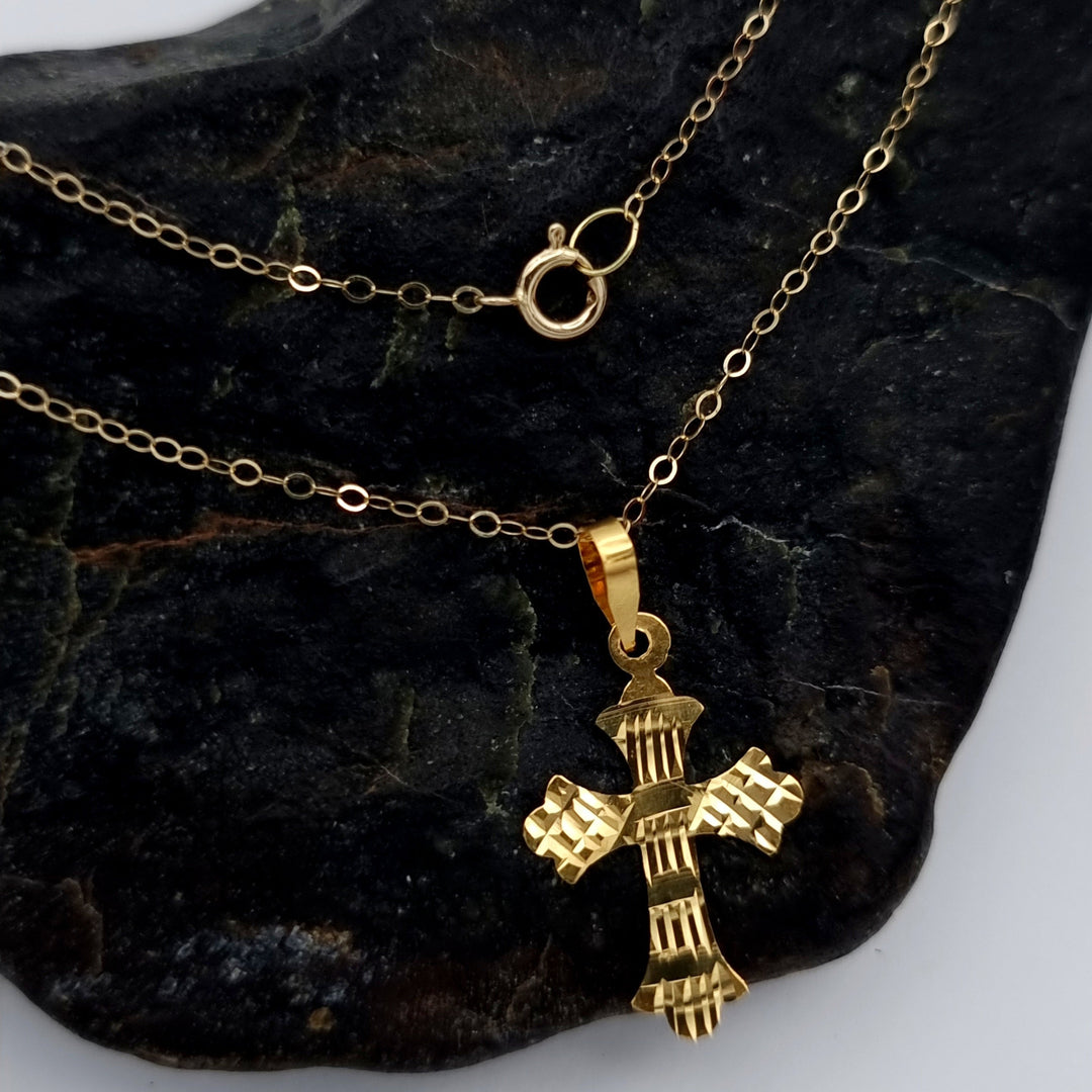 18K Real Gold Cross Necklace