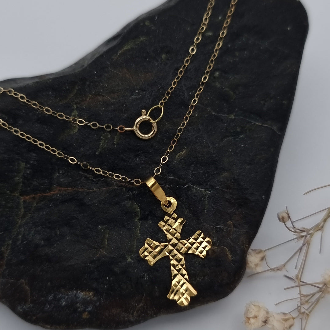 18K Real Gold Cross Necklace