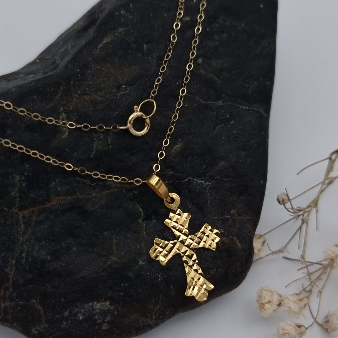 18K Real Gold Cross Necklace