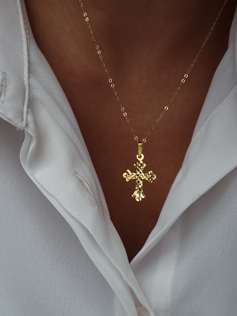 18K Real Gold Cross Necklace