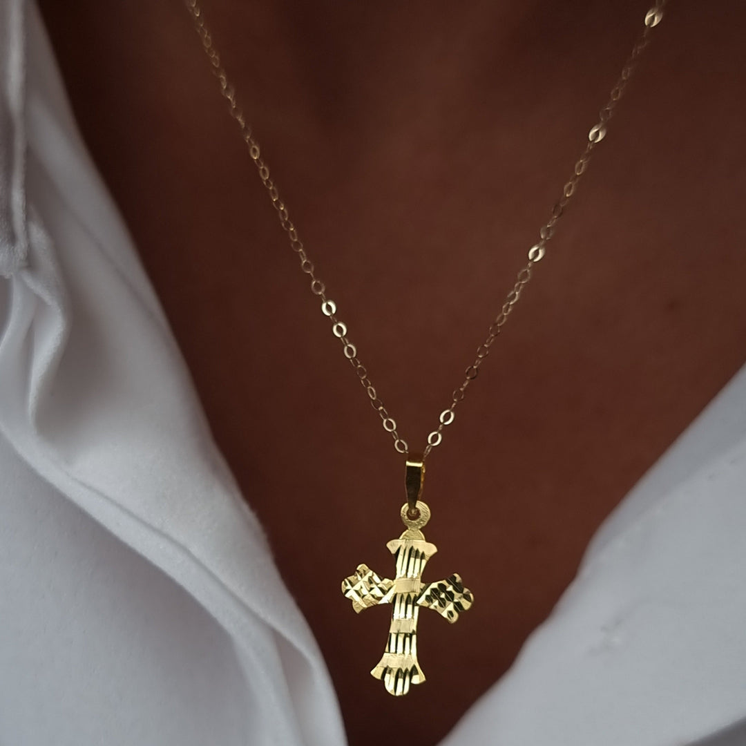 18K Real Gold Cross Necklace
