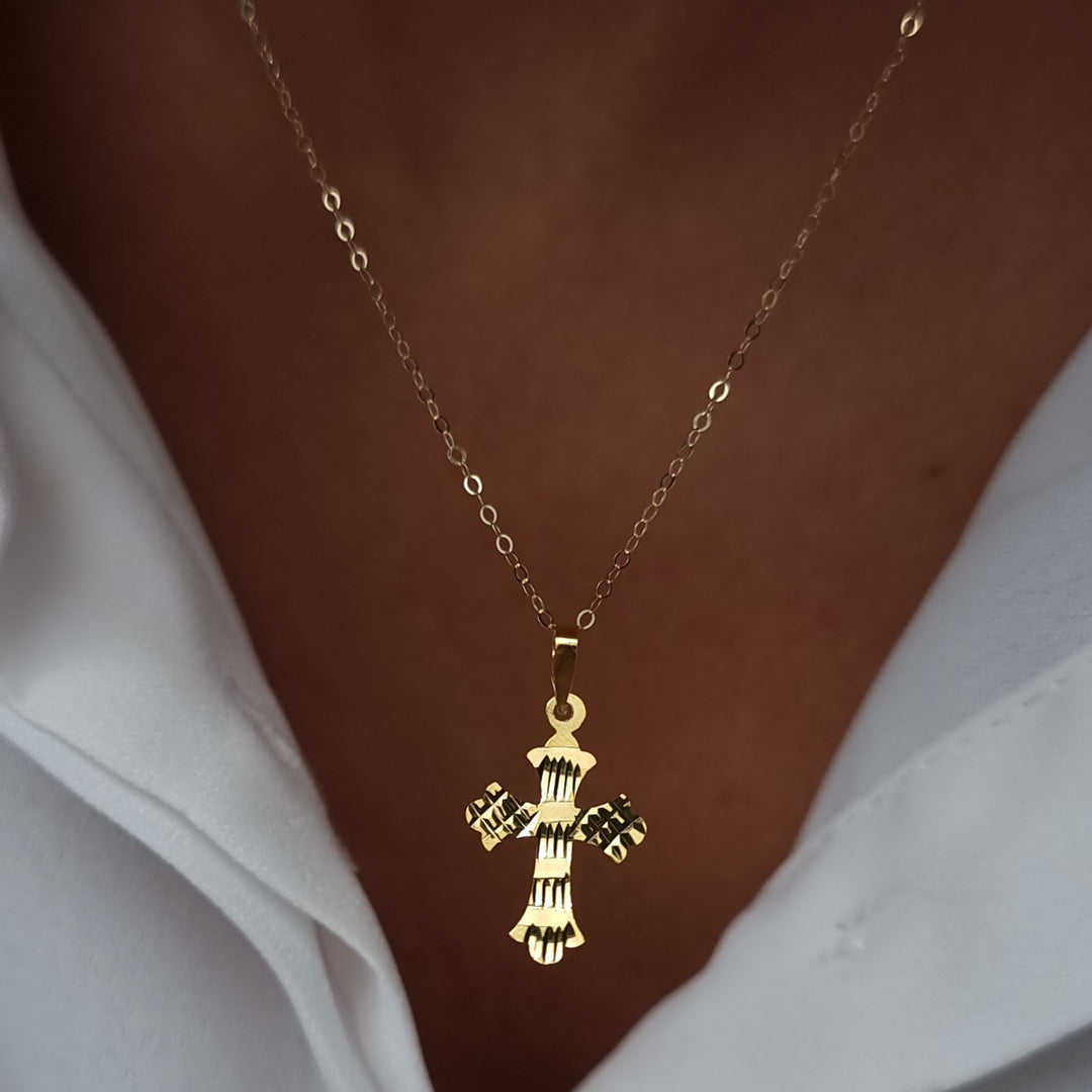 18K Real Gold Cross Necklace