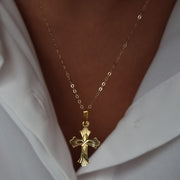 18K Real Gold Cross Necklace