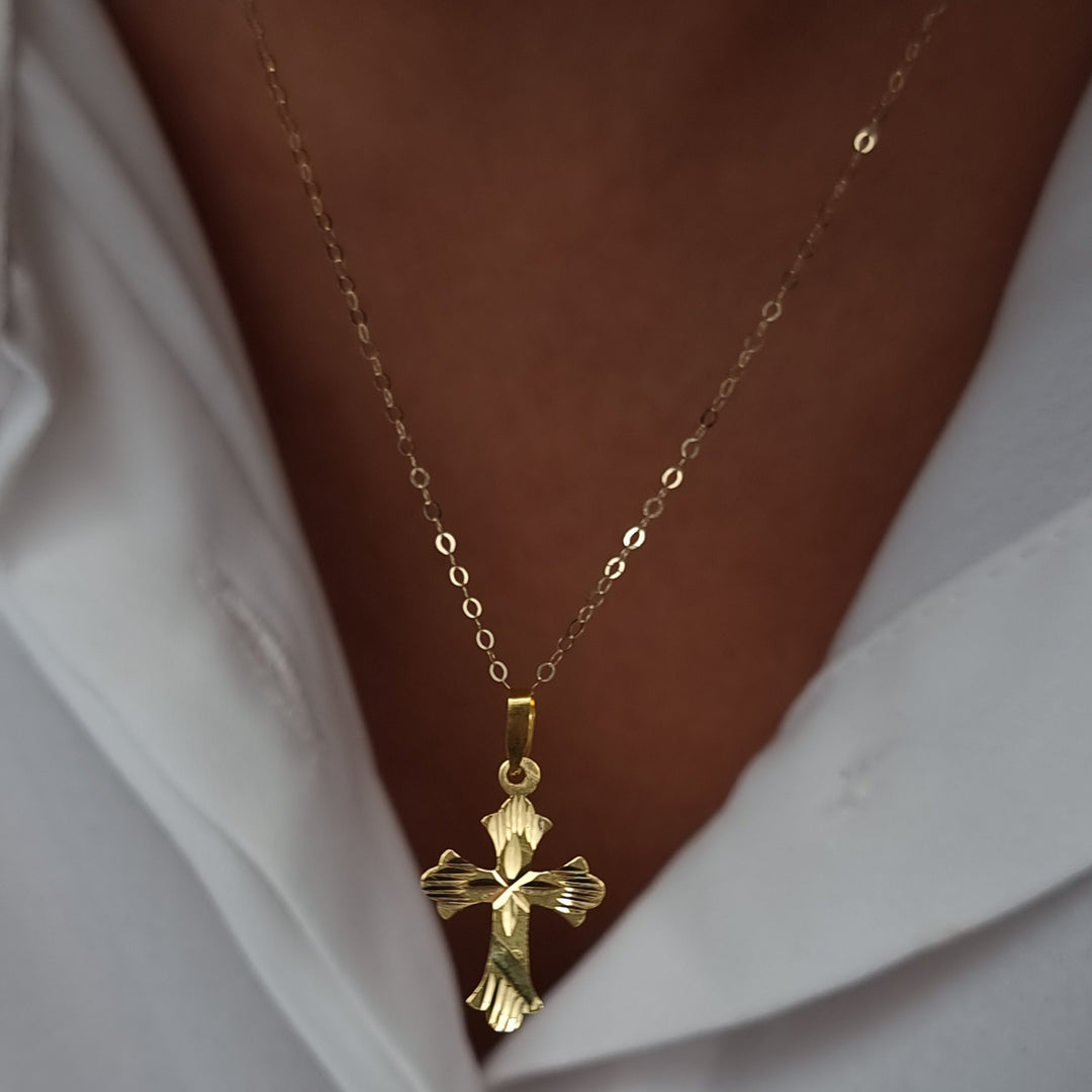 18K Real Gold Cross Necklace
