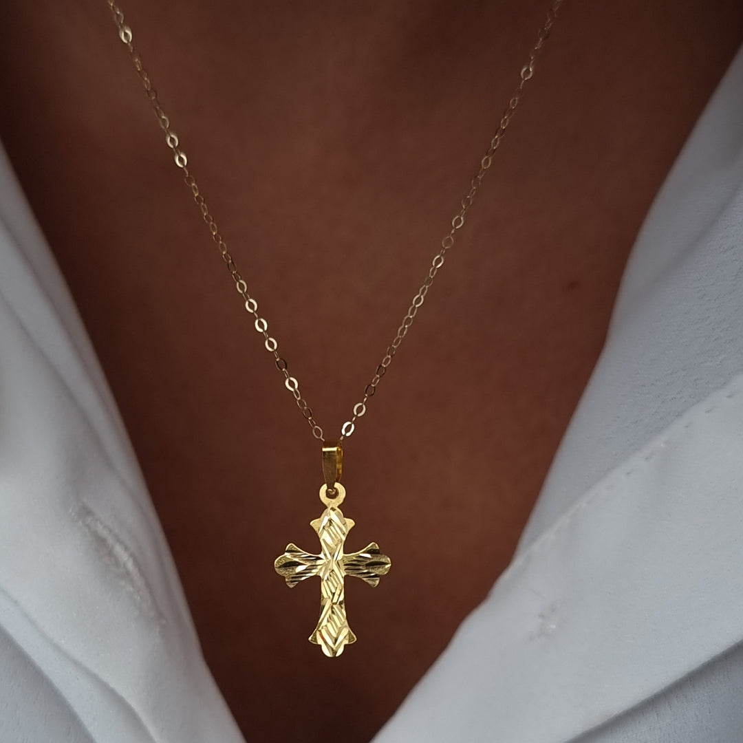 18K Real Gold Cross Necklace