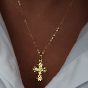 18K Real Gold Cross Necklace