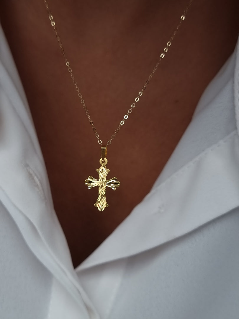 18K Real Gold Cross Necklace