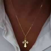 18K Real Gold Cross Necklace