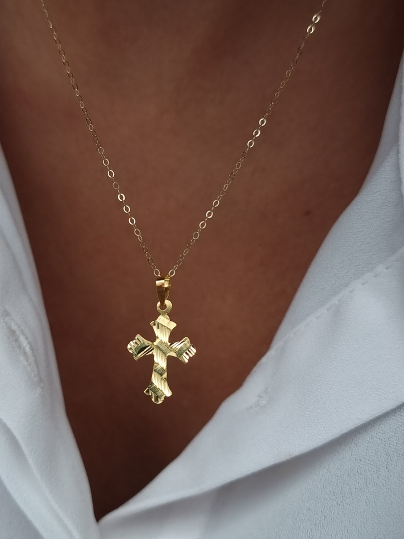 18K Real Gold Cross Necklace