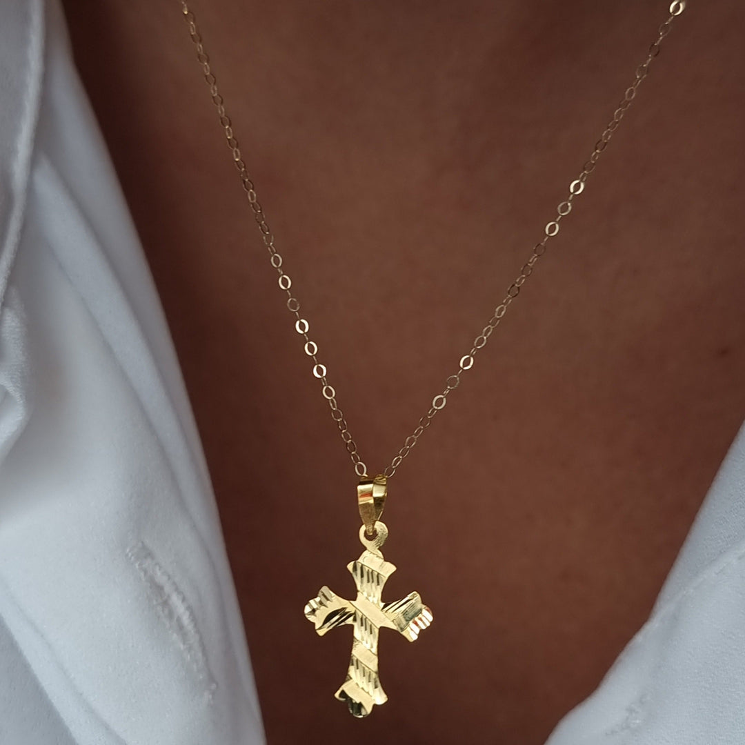18K Real Gold Cross Necklace