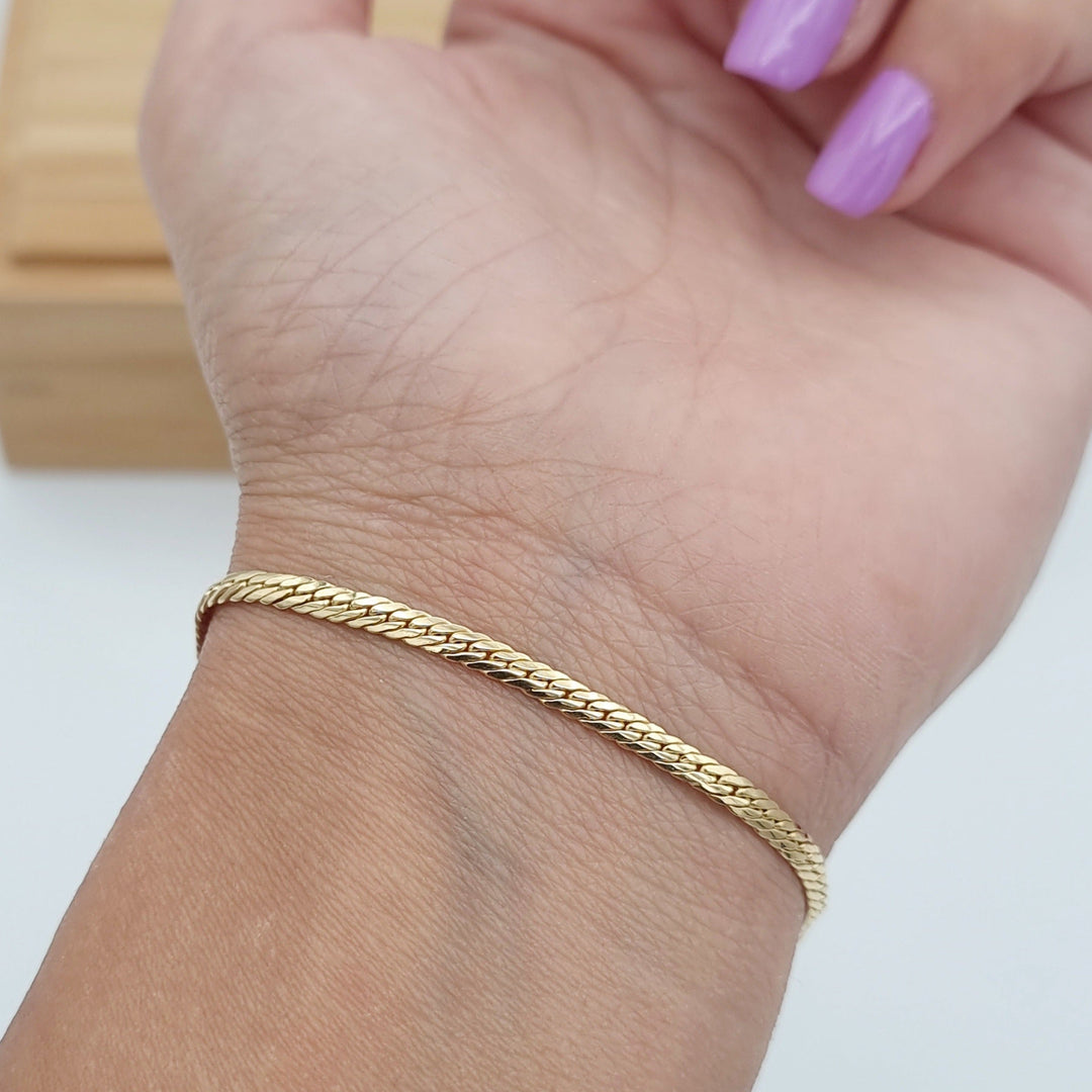 18K Real Gold Flat Bracelet
