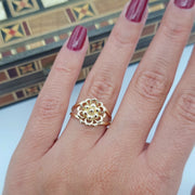 18K Real Gold Fine Flower Ring