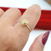 18K Real Gold Net Heart Ring