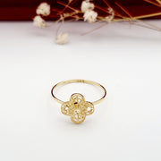 18K Real Gold Net Flower Ring