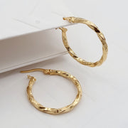 18K Real Gold Round Twisted Earring Set