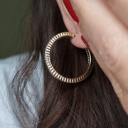 18K Real Gold Lined Round Hoop Earring Set