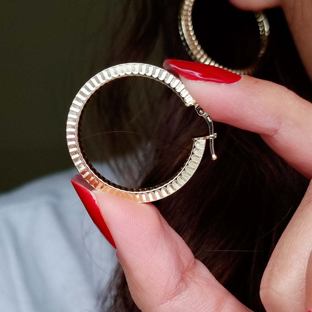 18K Real Gold Lined Round Hoop Earring Set