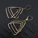 Load image into Gallery viewer, 18K Real Gold Hanging Triangle Earring Set
