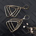 Load image into Gallery viewer, 18K Real Gold Hanging Triangle Earring Set

