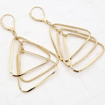 Load image into Gallery viewer, 18K Real Gold Hanging Triangle Earring Set
