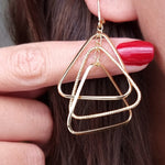 Load image into Gallery viewer, 18K Real Gold Hanging Triangle Earring Set

