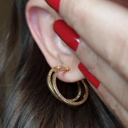 18K Real Gold Round Hoop Earring Set