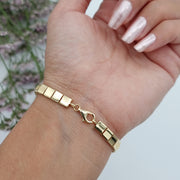 18K Real Gold Square Belt Bracelet