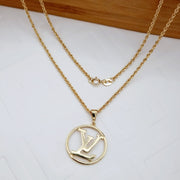 18K Real Gold Round L.V Necklace