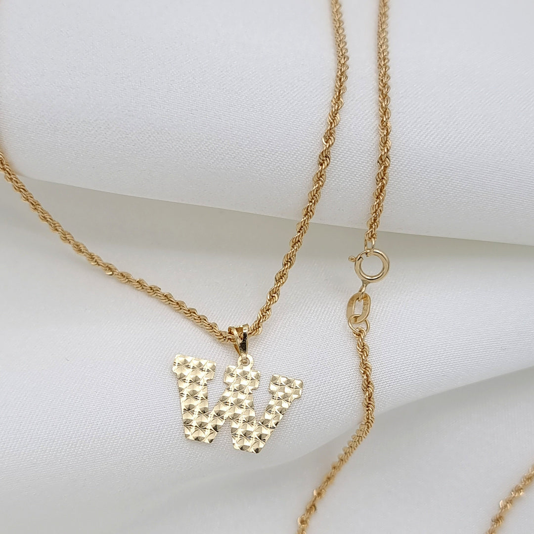 18K Real Gold Letter W Necklace