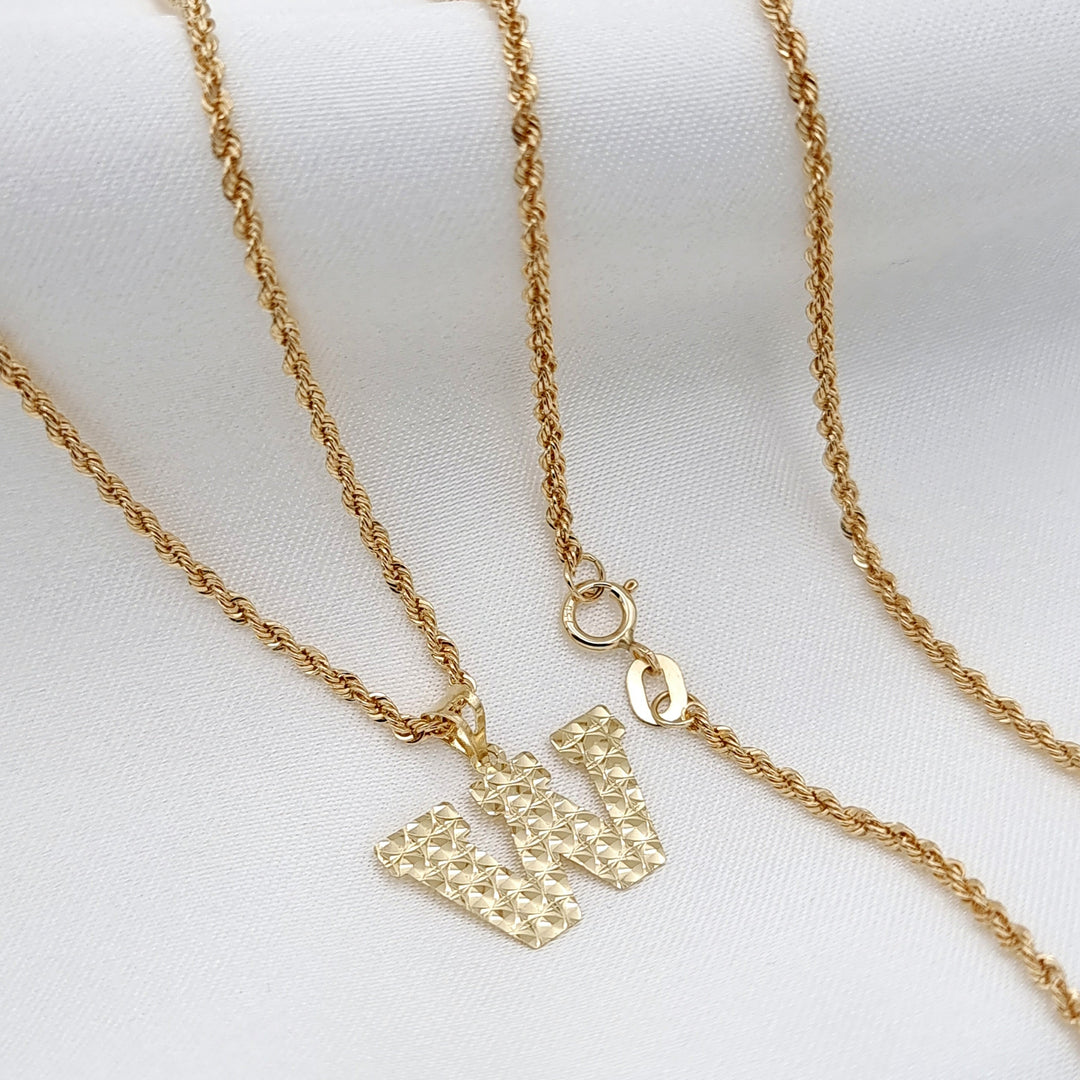 18K Real Gold Letter W Necklace