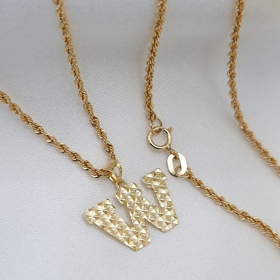 18K Real Gold Letter W Necklace
