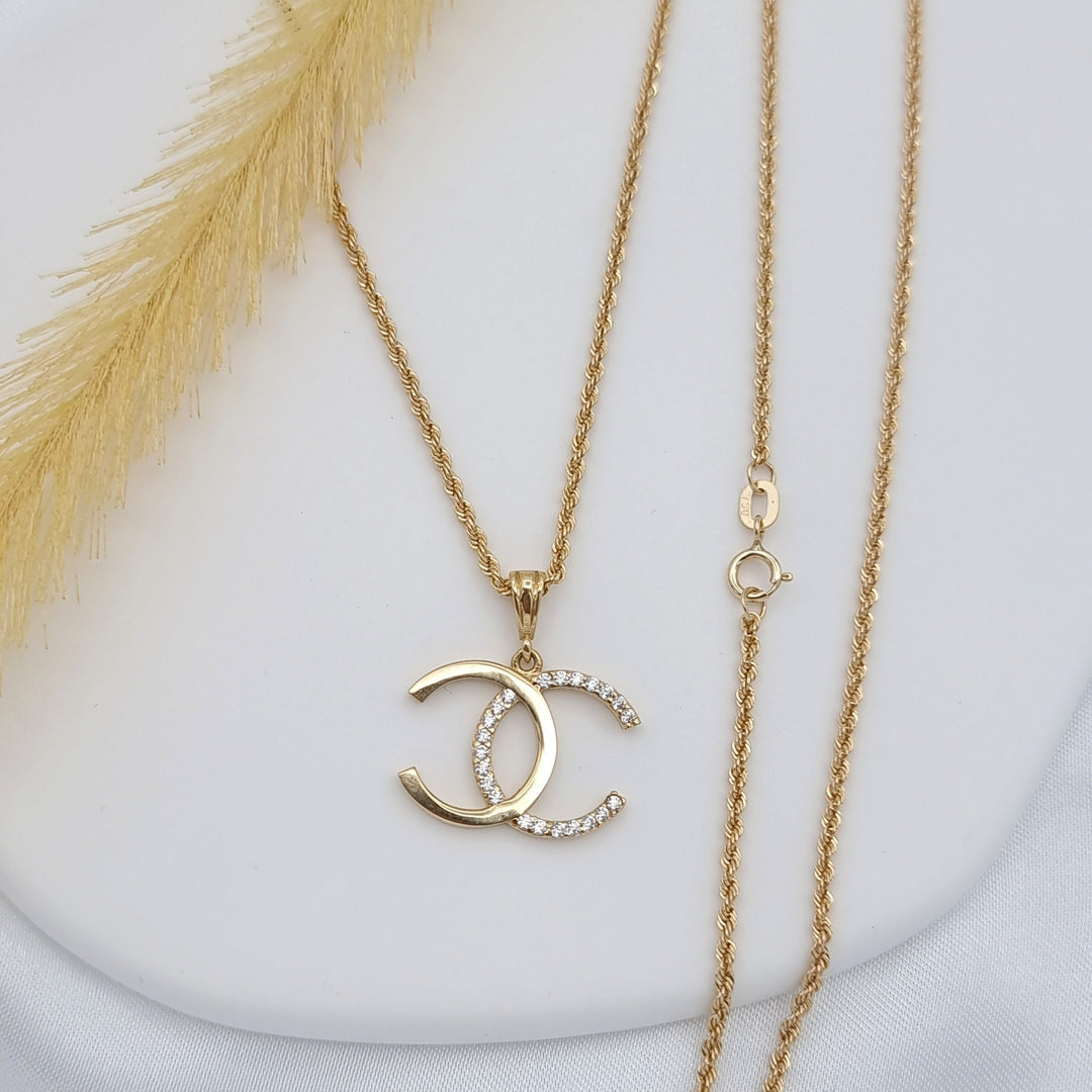 18K Real Gold C.H Stone Necklace