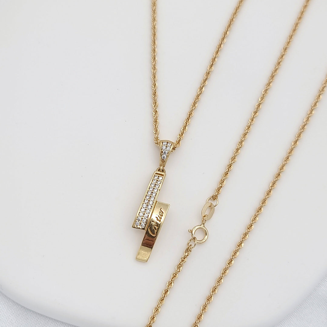 18K Real Gold C.R Stone Necklace