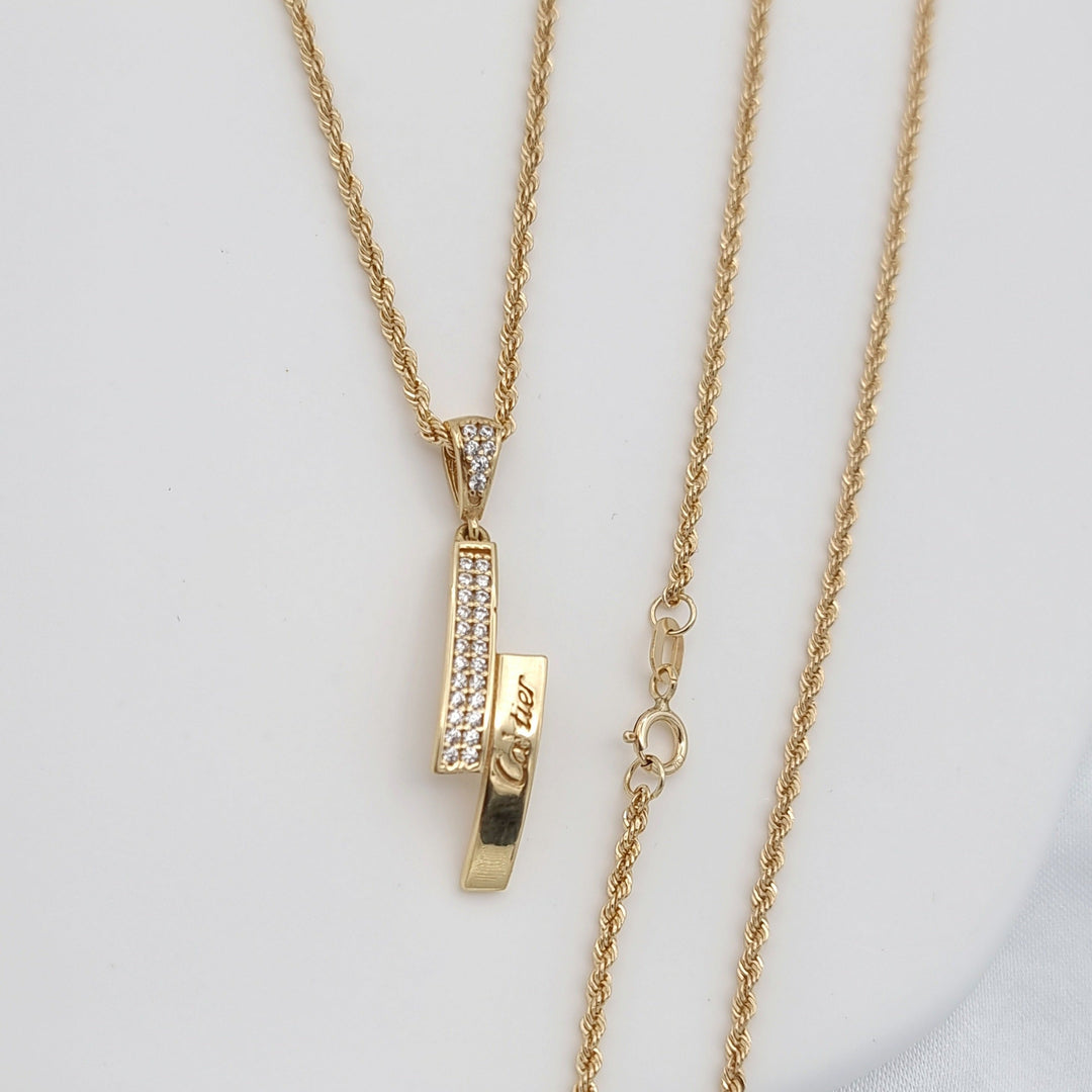 18K Real Gold C.R Stone Necklace