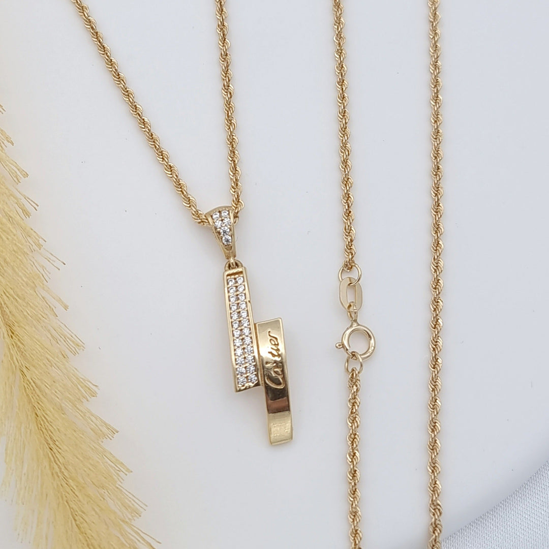 18K Real Gold C.R Stone Necklace