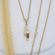 18K Real Gold C.R Stone Necklace