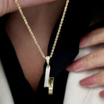 Load image into Gallery viewer, 18K Real Gold C.R Stone Necklace
