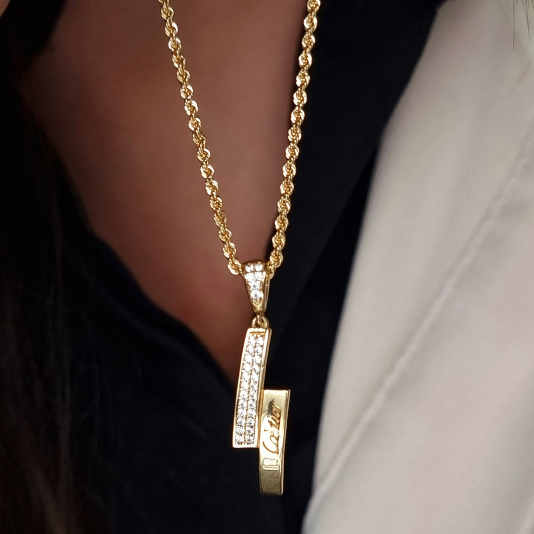 18K Real Gold C.R Stone Necklace
