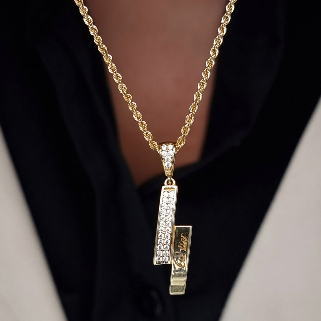 18K Real Gold C.R Stone Necklace